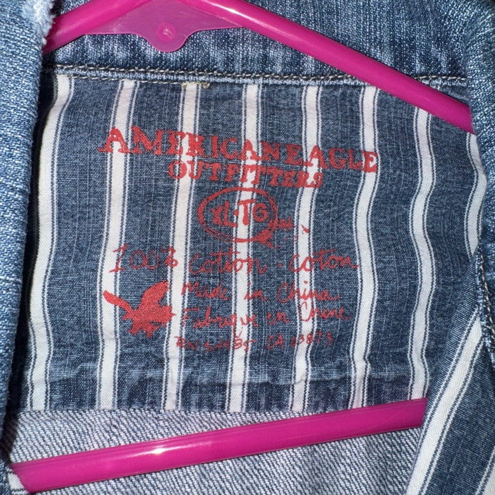 Vintage y2k distressed classic jean jacket American eagle - Picture 2 of 4